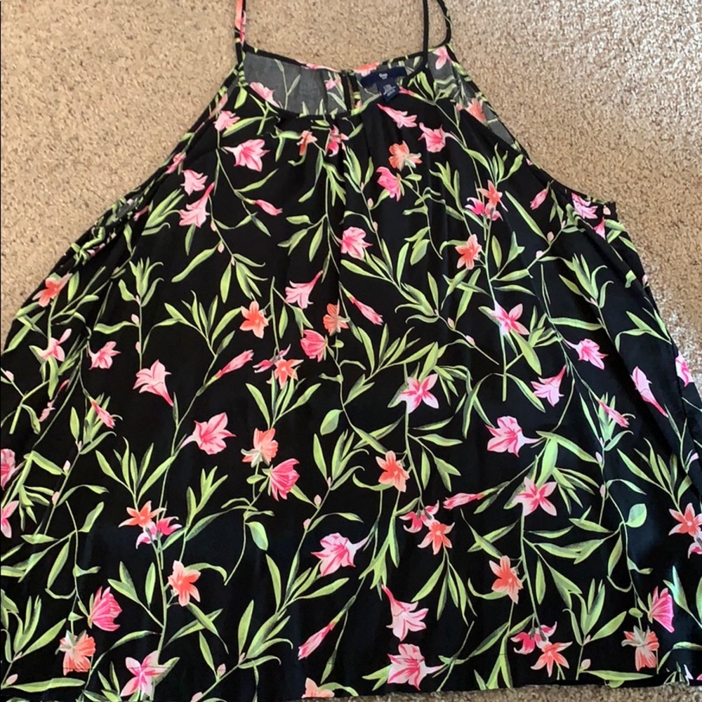 Pink and Orange Flowered Tank Top